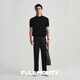 FULL MONTY【新款】黑色純棉針織圓領(lǐng)t恤男士短袖純色休閑商務(wù)上衣2025春夏 黑色70082 L