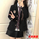 黛筱詩(shī)jk制服小個(gè)子西服外套日系學(xué)院風(fēng)學(xué)生校供感春秋西裝外套上衣 黑色 +徽章 89--99 M