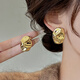伊燦秋冬復古褶皺亮片耳釘女百搭氣質(zhì)高級感耳環(huán)2025新款爆款獨特耳飾 秋冬復古褶皺亮片耳釘