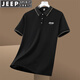 JEEP SPIRIT吉普短袖T恤男士夏季翻領(lǐng)體恤商務(wù)休閑中青年冰感透氣保羅衫 黑色 XL