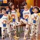 親子睡衣春秋季純棉一家四口母女兒童2025新款小熊套裝空調(diào)家居服 【100%純棉】XY-11713小熊 110 【10碼】建議高103-113cm