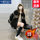 莫代爾棒球服外套女2025春秋冬新款夾棉加厚初高中學(xué)生寬松時尚保暖夾克 黑色-夾棉 加厚 M