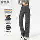 雪茜曼美式工裝微喇褲女秋季新款酷颯辣妹顯瘦休閑高腰窄版直筒馬蹄褲