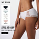 mybody商場同款棉棉褲內(nèi)褲女4條裝 黑色+淡藍(lán)+白色+蜜桃粉 L
