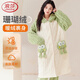 浪莎珊瑚絨睡衣女加絨加厚連帽睡袍大口袋保暖可愛秋冬季家居服套裝