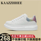咖織（Kaazzhhee）小白鞋輕奢2024春季新款松糕厚底內增高男女鞋情侶運動(dòng)休閑板鞋 七彩尾【千元級品質(zhì)】禮盒包裝 42 【男碼】
