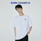 BORNCHAMPS/天生冠軍  T恤男夏季新款寬松短袖女休閑運(yùn)動(dòng)情侶印花圓領(lǐng)上衣 白色 XL