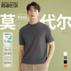 霞湖世家中袖半高領(lǐng)蘭精莫代爾t恤男春季重磅顯瘦7A抑菌短袖打底衫097B 單件-總裁灰 L （136-150斤）