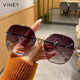 VINEY太陽鏡女2025新款時(shí)尚女士墨鏡防紫外線開車駕駛眼鏡女送女友老婆 黑金框漸變灰-高端禮盒裝