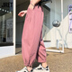 Jret小個(gè)子洗水棉工裝褲女2025夏秋新款韓版寬松燈籠褲休閑九分老爹褲 粉紅色 XL 建議120-135斤