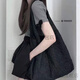 暖尋韓風(fēng)簡(jiǎn)約治愈奶油黃色夏季百搭七夕單肩帆布袋包包書(shū)包女 黑色