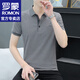 羅蒙（ROMON）條紋純棉短袖t恤男夏季新款寬松短袖男T半袖打底衫上衣服男裝 2207星空灰 XL （約125-140斤）