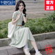 莫代爾法式連衣裙女2025夏季新款POLO領(lǐng)收腰顯瘦溫柔風(fēng)時(shí)尚氣質(zhì)中長(zhǎng)裙子 綠色 L 建議100-115斤