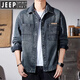 JEEP SPIRIT牛仔外套男秋季2025新款工裝上衣美式復古潮牌男士夾克春秋 652藍 XL