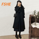FSHE毛呢子外套女中長(cháng)款2025秋冬新款韓版寬松顯瘦加厚過(guò)膝呢子大衣女 黑色 318 L [100斤-115斤]