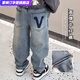 雷姆汀彈力男童牛仔褲春秋季褲子中大童休閑褲男孩長(cháng)褲韓版 2號牛仔褲 110