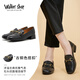 Walker Shop奧卡索休閑皮鞋女樂福鞋一腳蹬豆豆鞋女單鞋英倫風(fēng)小皮鞋女123312