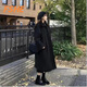 FSHE毛呢外套女中長(zhǎng)款2025秋冬新款韓版顯瘦學(xué)生風(fēng)衣加厚過(guò)膝呢子大衣 黑色(不夾棉） 318 L (100-110斤內(nèi))