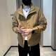 梵洛幽休閑工裝夾克男春秋季痞帥立領(lǐng)外套2025新款潮牌男裝高級(jí)感褂子 卡其色 常規(guī) L