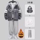 gxmy羊羔絨棉衣男冬季潮牌連帽棉服男士外套搭配衣服男裝棉襖三件套 Y017灰色+棉白T+加絨灰衛(wèi)褲 XL 【適合120-140斤】