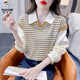 啄木鳥(niǎo)polo領(lǐng)假兩件純·棉衛(wèi)衣女2025春秋新款韓版洋氣寬松百搭上衣女 圖片色 M碼建議(95-110斤)