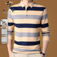 老人頭純棉長(cháng)袖T恤男秋冬季中老年經(jīng)典條紋Polo領(lǐng)寬松加絨保暖打底衫男 EK2162駝色 L 50/170