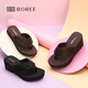 寶人（Boree）拖鞋女夏季新款厚底人字拖外穿高跟防滑夾腳增高坡跟沙灘休閑涼拖 坡跟5cm棕色 38