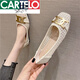 卡帝樂(lè )鱷魚(yú)（CARTELO）2025夏季淺口平底單鞋女鞋網(wǎng)紗布面軟底方頭豆豆鞋船鞋鏤空 杏色 38