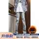 舉風(fēng)怪獸實(shí)驗室柳葉彎刀牛仔褲男款胖子大碼腿粗屁股大直筒微喇叭褲子 煙灰色加絨（面料升級款） 【高 XL 建議130-145斤收藏加購優(yōu)先發(fā)