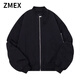 ZMEX美式棒球服男士工裝外套高街春秋新款潮飛行員夾克男 K-黑色外套 XL 115-135斤