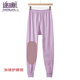 逐暖中老年人純棉秋褲女春秋帶加絨加厚護膝保暖褲高腰女士老人棉毛褲 紫色(護膝款) 3XL （建議145-180斤）