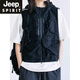 JEEP SPIRIT日系暗黑風(fēng)cityboy工裝復(fù)古戰(zhàn)術(shù)坎肩男機(jī)能風(fēng)多口袋連帽時(shí)尚馬甲 黑色 2XL