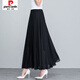 皮爾卡丹（pierre cardin）時(shí)尚雪紡半身裙女夏季新款中長款裙子垂感度假沙灘裙高腰大碼長裙 黑色【裙長80cm】 3XL 160-180斤