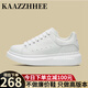 咖織（Kaazzhhee）小白鞋輕奢2024春季新款松糕厚底內(nèi)增高男女鞋情侶運動休閑板鞋 白金尾【千元級品質(zhì)】禮盒包裝 39 女碼