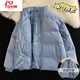安初夏兩面穿羽棉絨服男女士棉衣冬季立領(lǐng)潮流加厚情侶面包衣服男裝外套 Y06藍(lán)色 L 【100-120斤】