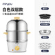 名友（meyou） 煮蛋器304不銹鋼多功能蒸蛋器 迷你電蒸鍋單雙層家用煮雞蛋神器早餐燉蛋機器定時斷電 雙層 朱鷺白