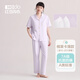 紅豆（Hodo）涼感純棉睡衣女夏新款短袖長(cháng)褲情侶男士A類(lèi)抗菌防螨家居服套裝 080芝蘭紫 帶胸墊 XL (170) 女士