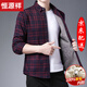 恒源祥羊毛內膽保暖襯衫男加絨加厚款中年男士格子冬季襯衣長(cháng)袖爸爸裝 YXY140紅色（羊毛內膽） 2XL (180) （適合140-160斤）
