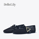 Bella Lily2025春季新款御姐風(fēng)氣質(zhì)單鞋鏤空時裝單鞋優(yōu)雅平底單鞋 黑色 38
