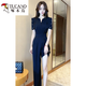 啄木鳥網(wǎng)紅時尚連體衣褲女2025夏季新款高端重工釘珠V領(lǐng)顯瘦闊腿褲 黑色 2XL 【建議130-145斤】