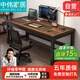 中偉臺(tái)式電腦桌家用鋼木桌現(xiàn)代簡(jiǎn)約廚房多人餐桌120*60*74cm
