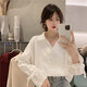 衣然呈品白色襯衫女設計感小眾春秋季新款顯瘦別致小個(gè)子長(cháng)袖打底衫襯衣女 白色 M 【建議105-120斤】