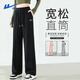 回力牛奶絲闊腿褲女2025年春季新款時(shí)尚舒適寬松直筒運(yùn)動(dòng)休閑長(zhǎng)褲 2024秋：黑-回力白標(biāo)K S （建議80-95斤）