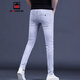 AEMAPE美國蘋(píng)果高端歐貨牛仔褲男春季修身小腳潮流彈力男士休閑長(cháng)褲子男 6818灰白色 34