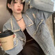 妙奕嘉牛仔外套女春秋新款女士短外套休閑小個子學(xué)生韓版寬松慵懶風(fēng)洋氣 淺色毛邊領(lǐng)破洞牛仔外套 M 【建議90-110斤oversize風(fēng)格】
