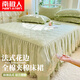 南極人A類(lèi)純棉夾棉床裙單件加厚韓版法式蕾絲花邊全棉床罩裙床墊保護套 A類(lèi)純棉/山茶花-草綠【夾棉款】 1.8x2.0m床裙單件