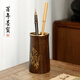 弘梅 黃銅木韻筆筒 創(chuàng  )意黑檀木大容量書(shū)法毛筆收納擺件 文房四寶高顏值書(shū)房桌面用品 簡(jiǎn)竹筆筒