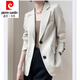 皮爾卡丹（pierre cardin）春秋季新款韓版氣質時尚百搭設計感小眾西服咖啡色小西裝外套女職 米白色 M 100-110斤