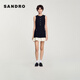 SANDRO2025春秋款女裝時(shí)尚扣飾黑色撞色荷葉邊連衣裙SFPRO04158 黑色 M