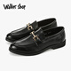 Walker Shop【品牌精選】皮鞋男士新款增高軟底商務(wù)正裝鞋休閑套腳樂(lè)福鞋子男 黑色【光面增高款】 40